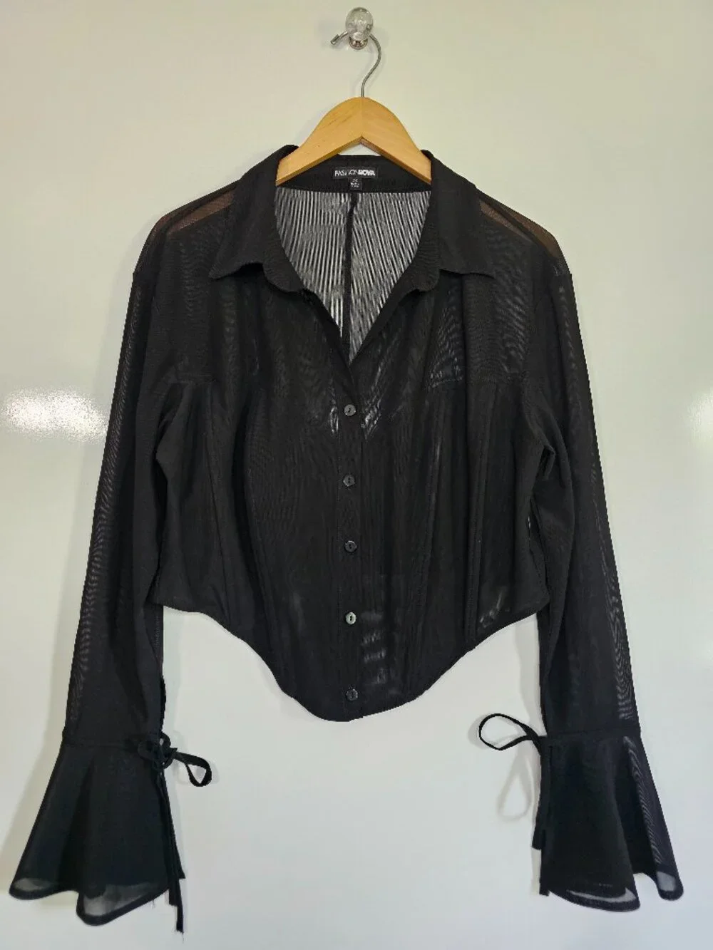 Lover Girl Corset Shirt Bell Tie Sleeves 2X